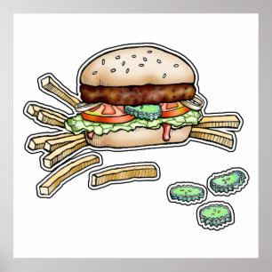 POSTER HAMBURGER ( BURGER) E FRIOS