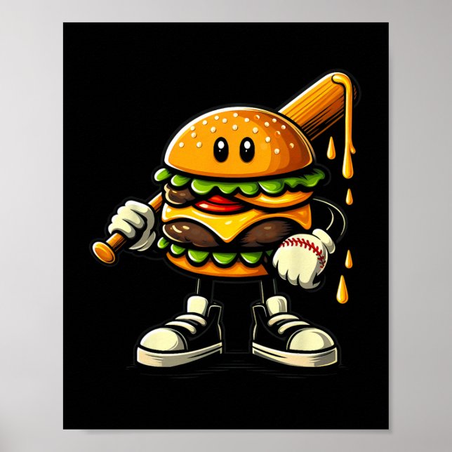Poster Hamburger Cheeseburger Jogando Esportivo (Frente)