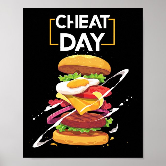 Poster Hamburger Lover Gift Fast Comida Gym Workout Cheat (Frente)