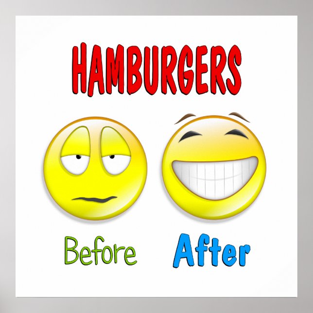 Pôster Hamburgers Antes de Depois (Frente)