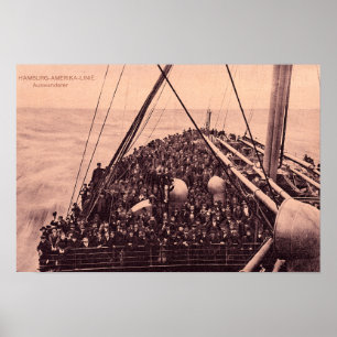 Poster Hamburgo Amerika Linie, emigrantes 1910 de
