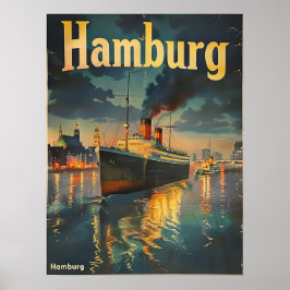 Poster Hamburgo Harbor Vintage