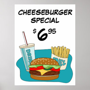 Poster Hambúrguer com Queijo e Fritas Especial