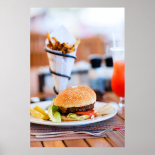 Poster Hamburguer e batatas fritas