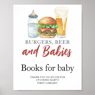 Poster Hambúrgueres, cerveja & livros de leite Para o beb