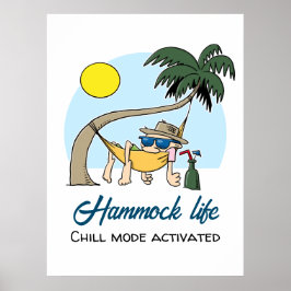 Poster Hammock Life Chill Mode Ativado Cartoon Engraçado