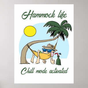 Poster Hammock Life Chill Mode Ativado Cartoon Engraçado