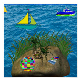 Pôster hammock ocean poster azul de praia