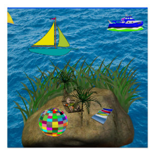 Pôster hammock ocean poster azul de praia