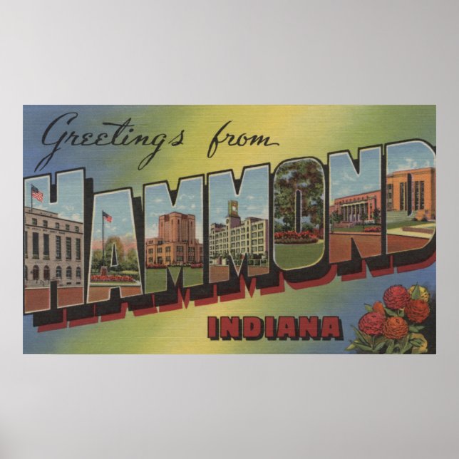 Poster Hammond, Indiana - Large Letter Scenes (Frente)