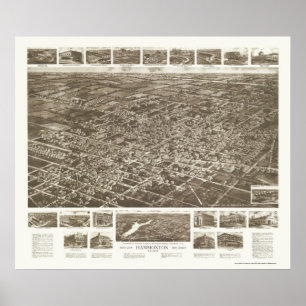 Poster Hammonton, Mapa Panorâmico do NJ - 1926