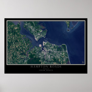 Pôster Hampton Roads Virginia Do Space Satellite Map