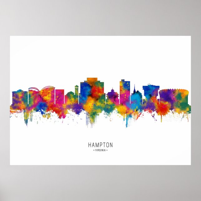 Poster Hampton Virginia Skyline (Frente)