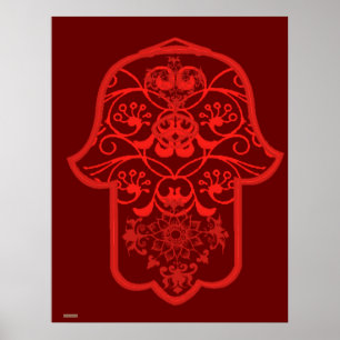 Poster Hamsa floral (vermelho)