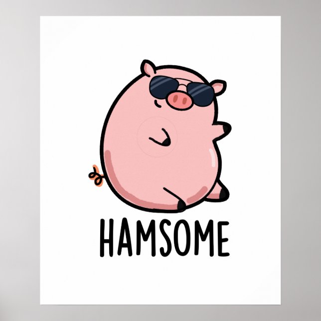 Poster Hamsome Funny Pig Pun (Frente)