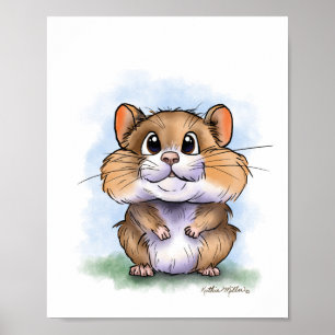 Poster Hamster de Desenho Animado Fofo e Felpudo