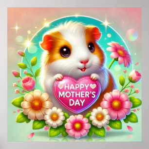 Poster Hamster Fofo Celebrando o Dia das Mães