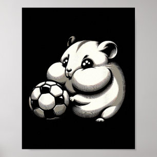 Poster Hamster Gordinho Com Futebol Ll Cartoon Kawaii
