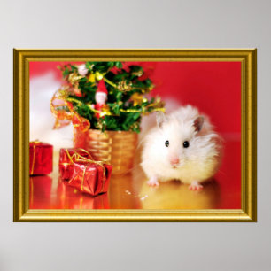 Pôster Hamster Kokolinka com árvore de Natal