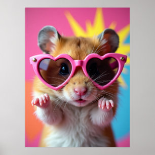 Poster Hamster legal em Óculos Cardíacos - Arte de Pet Po