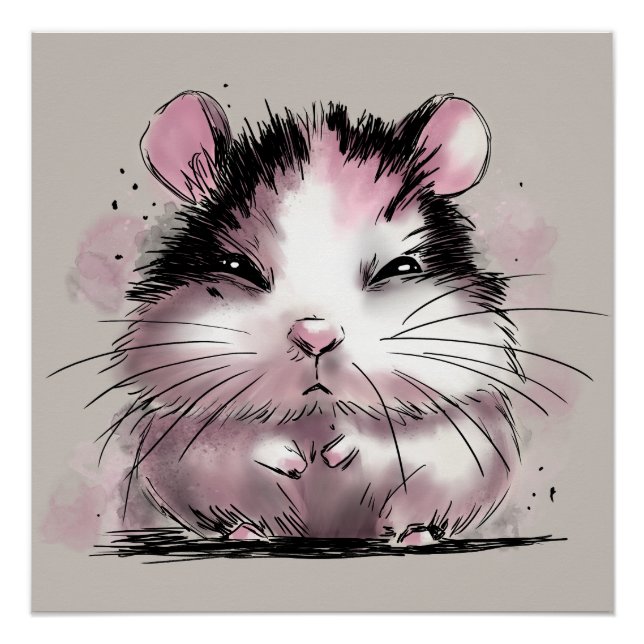 Pôster Hamster Mal-humorado (Frente)
