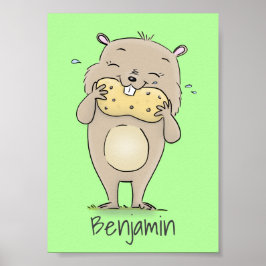 Poster Hamster sorridente e bonito com desenho animado de