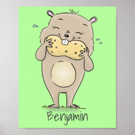 Poster Hamster sorridente e bonito com desenho animado de
