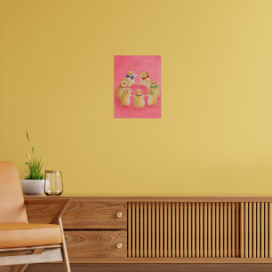 Poster Hámsters Fofos Dançando em Círculo Pintura para Be