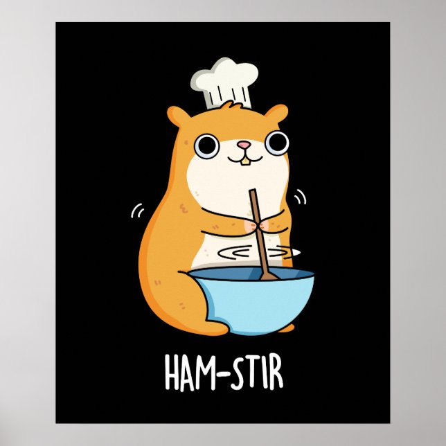 Poster Hamstir Funny Hamster Pun Dark BG (Frente)