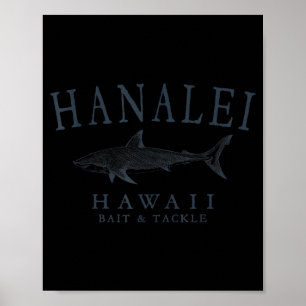 Poster Hanalei havaí tubarão retrô ardósia arte pesca