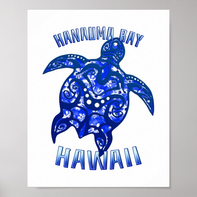 Poster Hanauma Bay Hawaii Vacation Tribal Turtle (Frente)