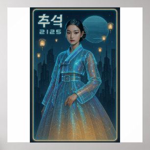 Poster Hanbok Chuseok - Arte Sci-Fi Coreana