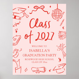 Poster Hand Drawn Class of 2027 Graduation Party Welcome