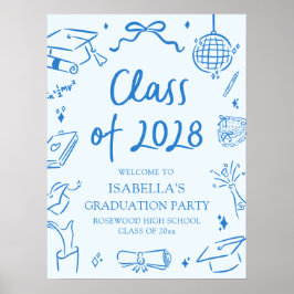 Poster Hand Drawn Class of 2028 Graduation Party Welcome