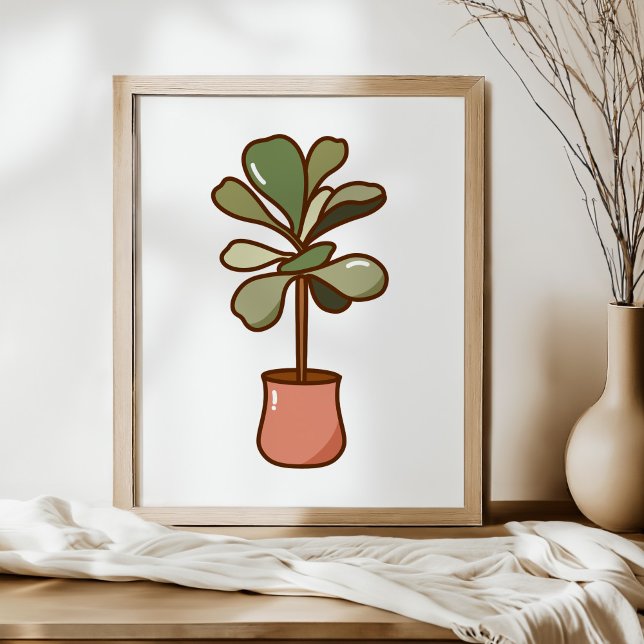 Poster Hand-Drawn Fiddle Leaf Fig Plant Art (Criador carregado)