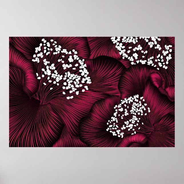 Poster Hand drawn floral pattern with camelia flowers (Frente)