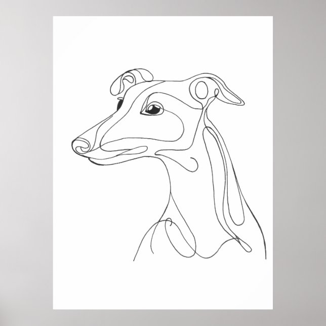 Poster Hand Drawn Greyhound Line Art - Minimalist Design (Frente)