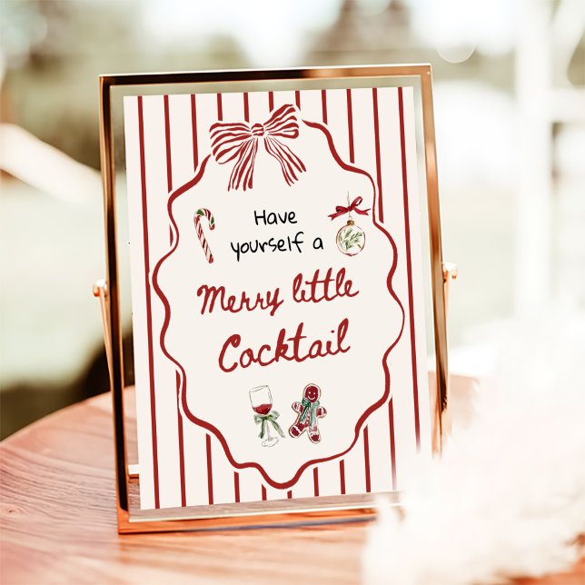 Poster Hand Drawn Merry Little Cocktail Christmas Bar (Criador carregado)