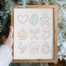 Poster Hand Drawn Pastel Christmas Girly Coquette Pink