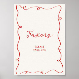 Poster Hand Drawn Red Frame Favors