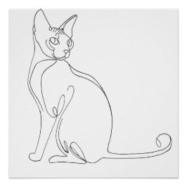 Pôster Hand Drawn Sphynx Cat Minimalist Design