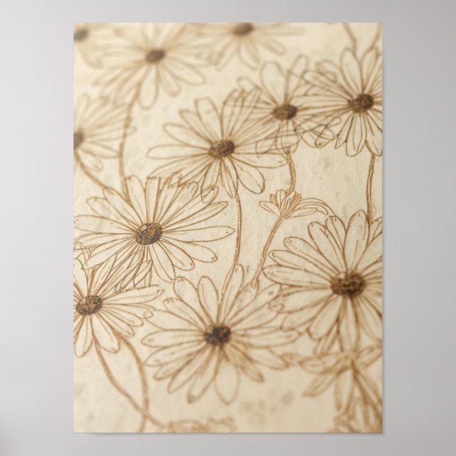 Poster Hand-drawn vintage daisies (Frente)
