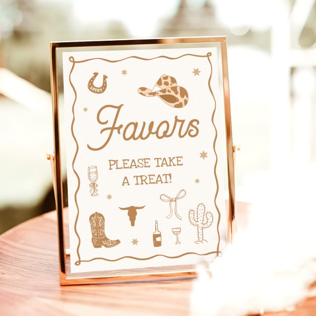 Poster Hand Drawn Western Bridal Shower Favor (Criador carregado)