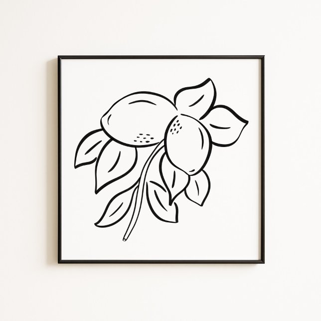 Poster Hand-Drawn Whimsical Lemon Branch Art (Criador carregado)