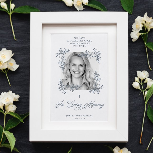 Poster Hand Lettered Chic Flourish Grey Photo Memorial (Criador carregado)