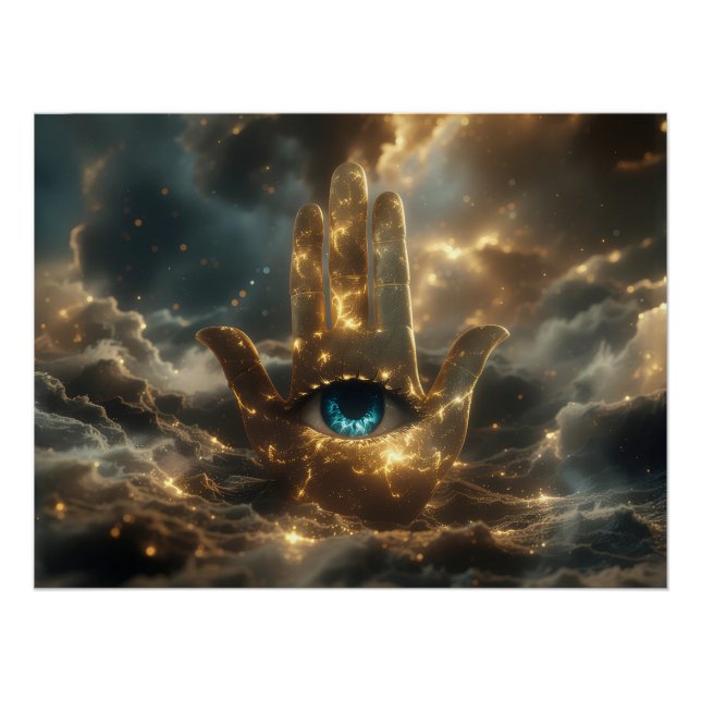 PÔSTER HAND OF FATIMA – HAND OF HAMSA – ZEN BUDDHISM  (Frente)