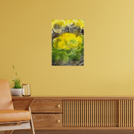 Poster Hand Painted Abstract Art Yellow and Green