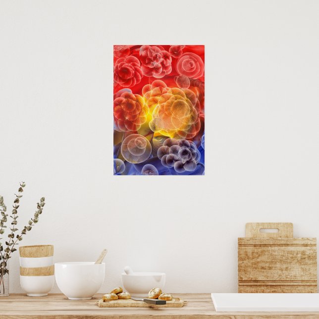 Poster Hand Painted Abstract Floral Art  (Cozinha)