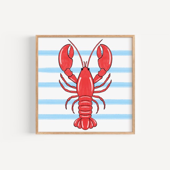 Poster Hand-Painted Coastal Mediterranean Lobster Art (Criador carregado)