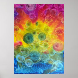 Poster Hand Painted Rainbow Abstract Art Gouache